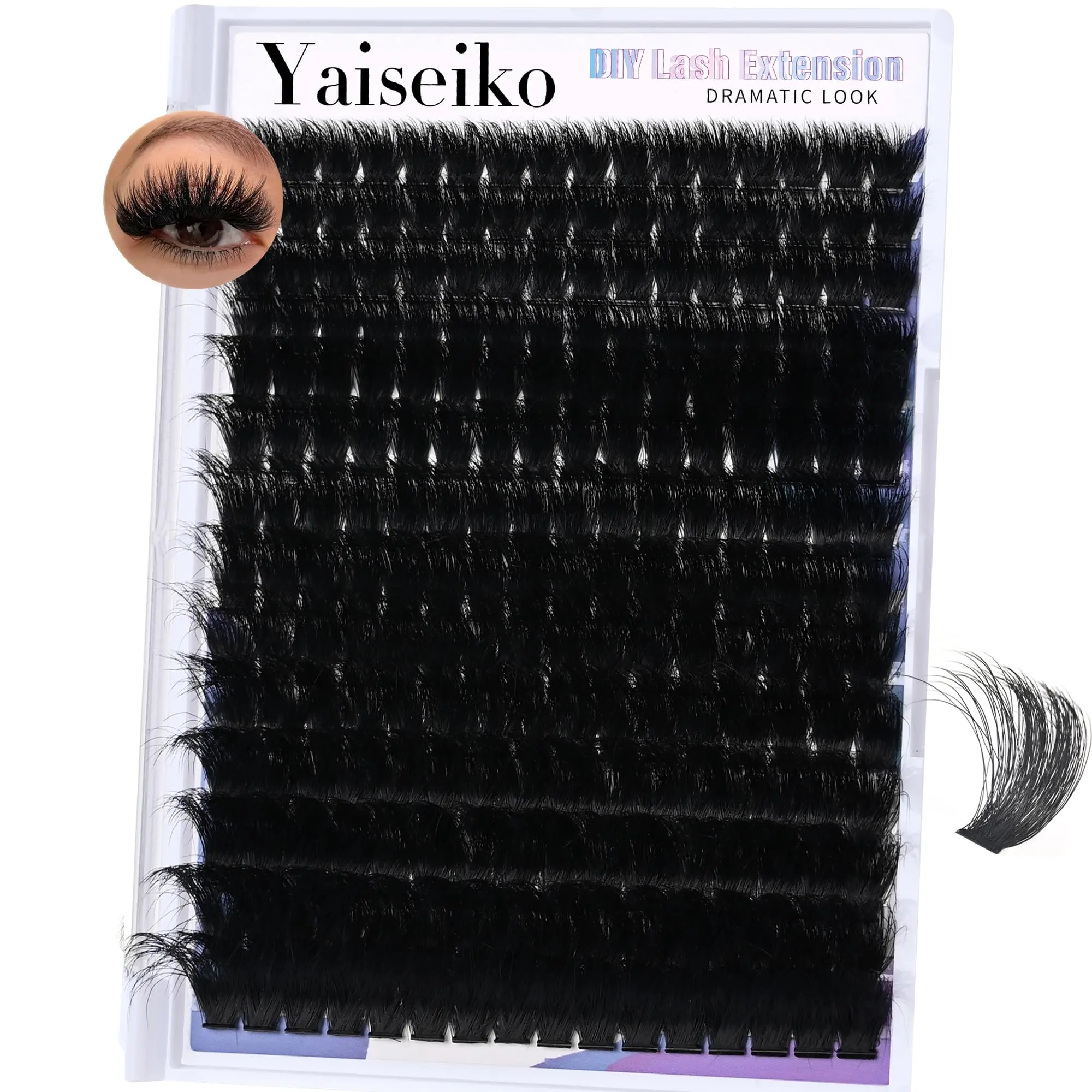 Yaiseiko Lash Clusters 300D Thick Long 12-25mm Volume Cluster Eyelash Extensions 224Pcs Wispy Individual Lashes D Curl Waterproof Eyelash Clusters Soft False Eyelashes DIY at Home