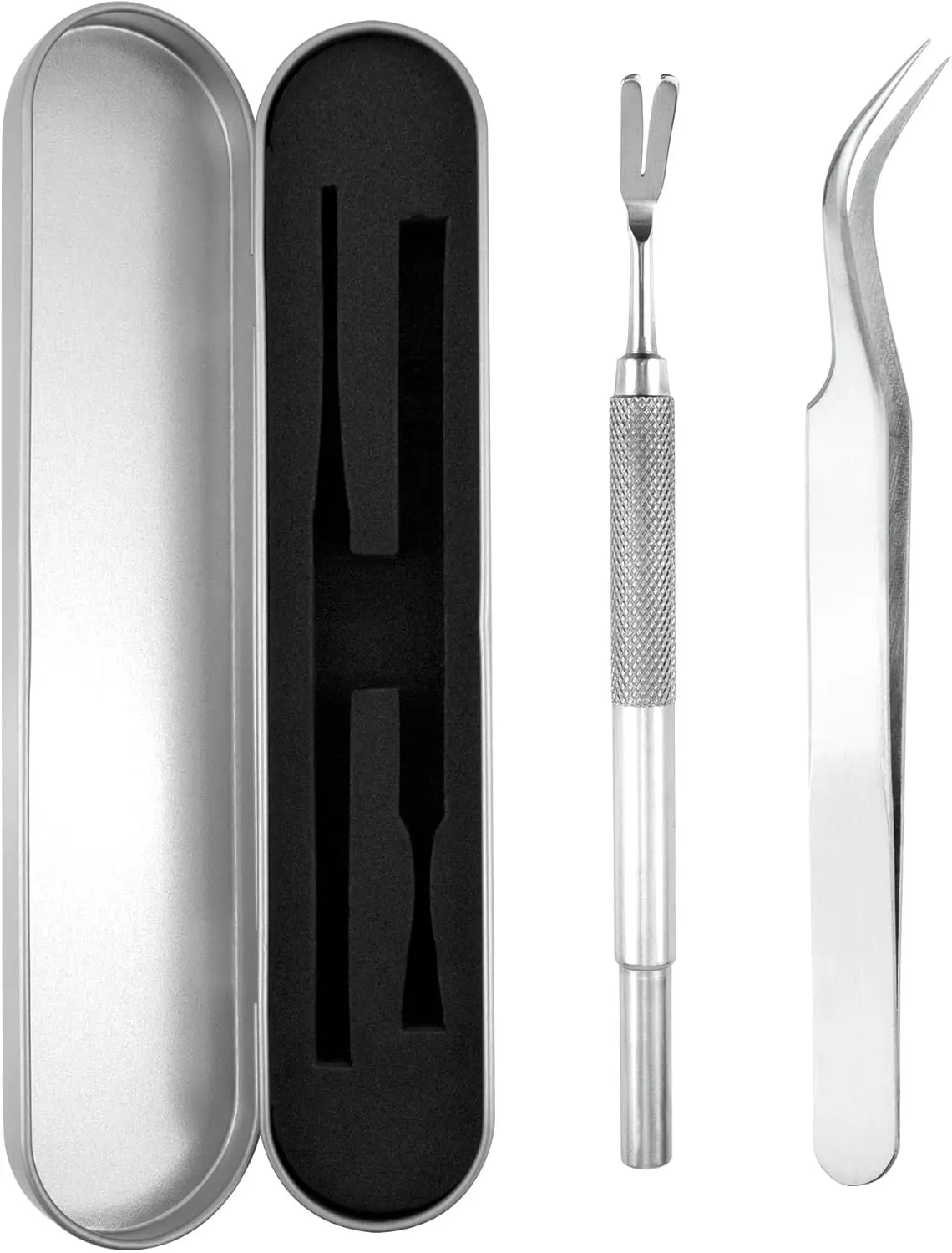 2 PCS Tick Removal Tool Kit for Dogs Cats Humans Stainless Steel Tick Remover Tweezers with Storage Box