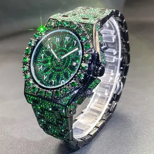 New Men's Hip Hop Watch Date Party Green Watch Fashion Quartz Watch Luxury Men's Watch