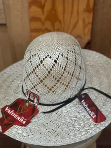 Valtierra Sisol Ventanal Straw Hat with Black Band and Red Tags, Ideal for Summer Wear