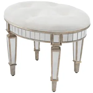 HomeRoots 389199 20 x 24 x 18 in. Modern Silver Mirrored Vanity Stool