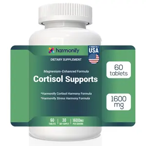 HARMONIFY Cortisol Supports – Magnesium-Enhanced Formula with Ashwagandha, Rhodiola, Magnolia Bark & L-Theanine – 1600 mg Adaptogenic Balance Tablets – 1 Month Supply