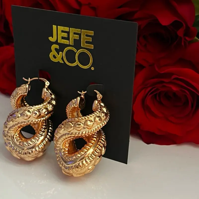 Jefe & Co. Nefertiti Earrings - Gold-Tone Snake Design Hoop Earrings for Women's Fashion Accessories
