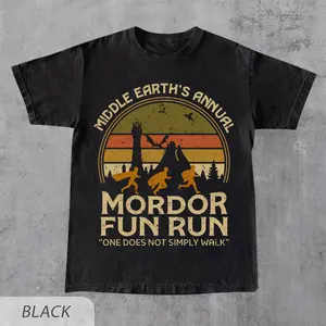 Middle Earth's Annual Mordor Fun Run One Does Not Simply Walk Shirts, Hobbit LOTR Sunset Vintage Shirt For Men and Women