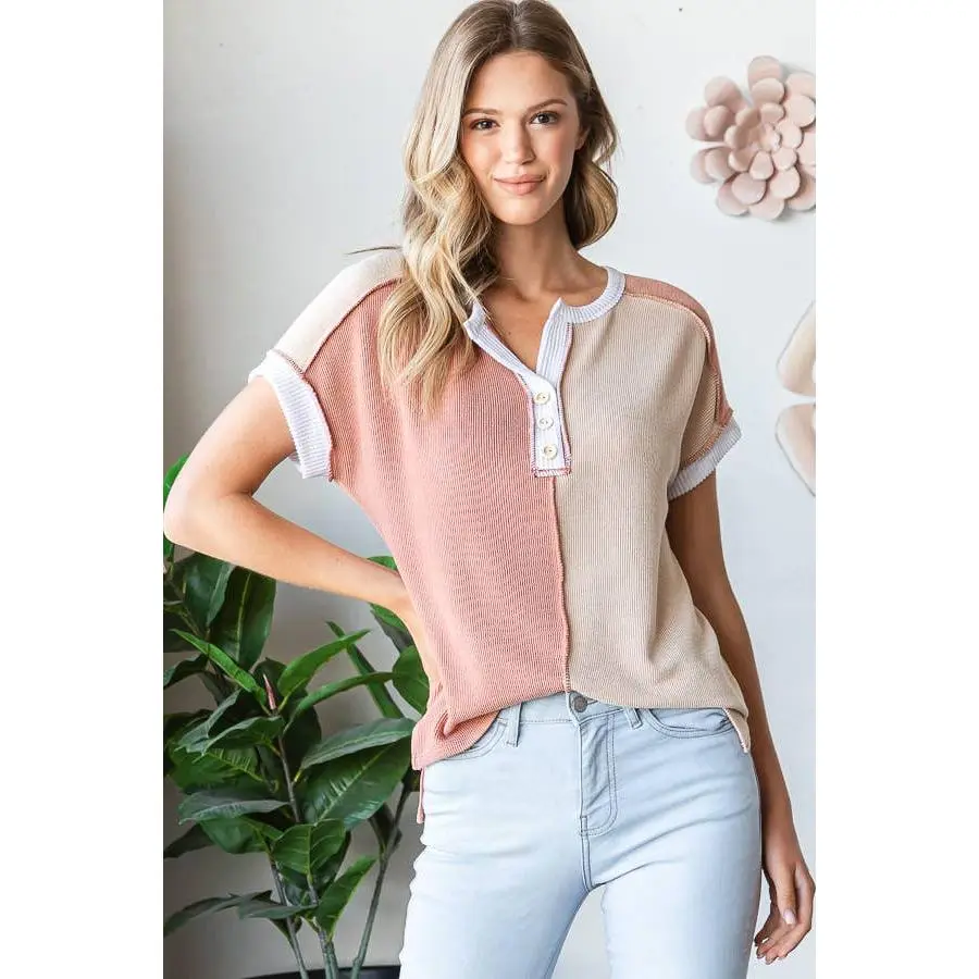 Sunset Split Henley Top