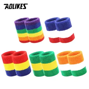 American coolAmerican CoolAOLIKES Colorful Cotton Unisex Sport Sweatband Wristband Wrist Protector Running Badminton Basketball Brace Cloth Sweat Band