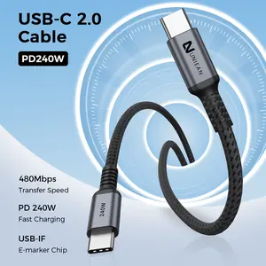 240W USB‑C Fast Charging Cable, Braided USB‑C to USB‑C PD 3.1 Charger Cord for Smartphones, Tablets & Laptops