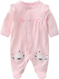 Babymine Baby One Piece Romper Soft Cotton Sleepwear Footed Jumpsuit for 0-12 Month Infant