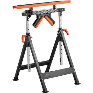 VEVOR 4 - in - 1 Roller Stand, 440 lb Load Capacity, 33 - 50 in Adjustable Height, Folding Heavy Duty with Rack Polished Multi - Directional Roller Head, for Table Saw Outfeed Woodworking Extension SupportVEVOR Super Brand Day