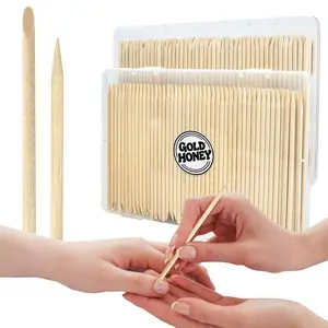 GOLD HONEY 360PCS Cuticle Pusher Wood in Boxed - 4.5 Inch Double Sided Orangewood Sticks for Nails Used - Professional Manicure & Cuticle Remover - Manicure Pedicure Tool