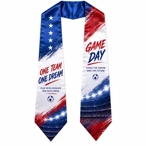 Soccer Fan Satin Sash, Unisex National Flag Cheer Stole Scarf, Double Layer Digital Print Football Team Spirit Accessory, Sports Fan Gift
