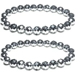 crystal bracelet set 2PCS 8mm terahertz bracelets stacked, will look better than wearing one bracelet alone, multi-faceted terahertz bracelet with stylish design, will elongate the wrist line, appear more slender