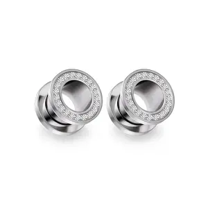 Astm F136 Titanium Cz Ear Gauges Screw Fit Flesh Tunnels Plugs Earring Expander Stretcher For Ears 10g 8g 6g 4g 2g 0g 00g Plug Earrings Body Women Men