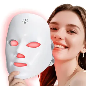 USB Rechargeable 7-Color LED Facial Therapy Mask Portable Beauty Device for Daily Gentle Skincare & Glowing Skin Adjustable Light Mode Face Mask Perfect Gift for Women Summer Skincare Gift