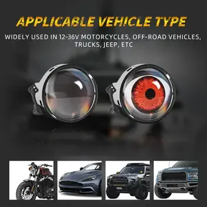 Dynamic Devil's Eye LED Car Headlights - Remote Control Adjustable Eyeball Lens Lights - Mini Universal Fit Car Trim Headlights
