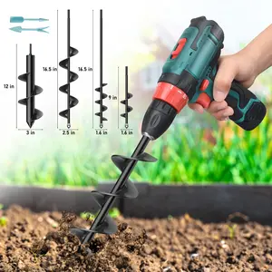 Garden Auger Drill Bit Set for Planting Heavy Duty Bulb & Flower Planter Tool for 3/8” Hex Drive Drill Spiral Hole Digger Drill Outdoor Tool Kit