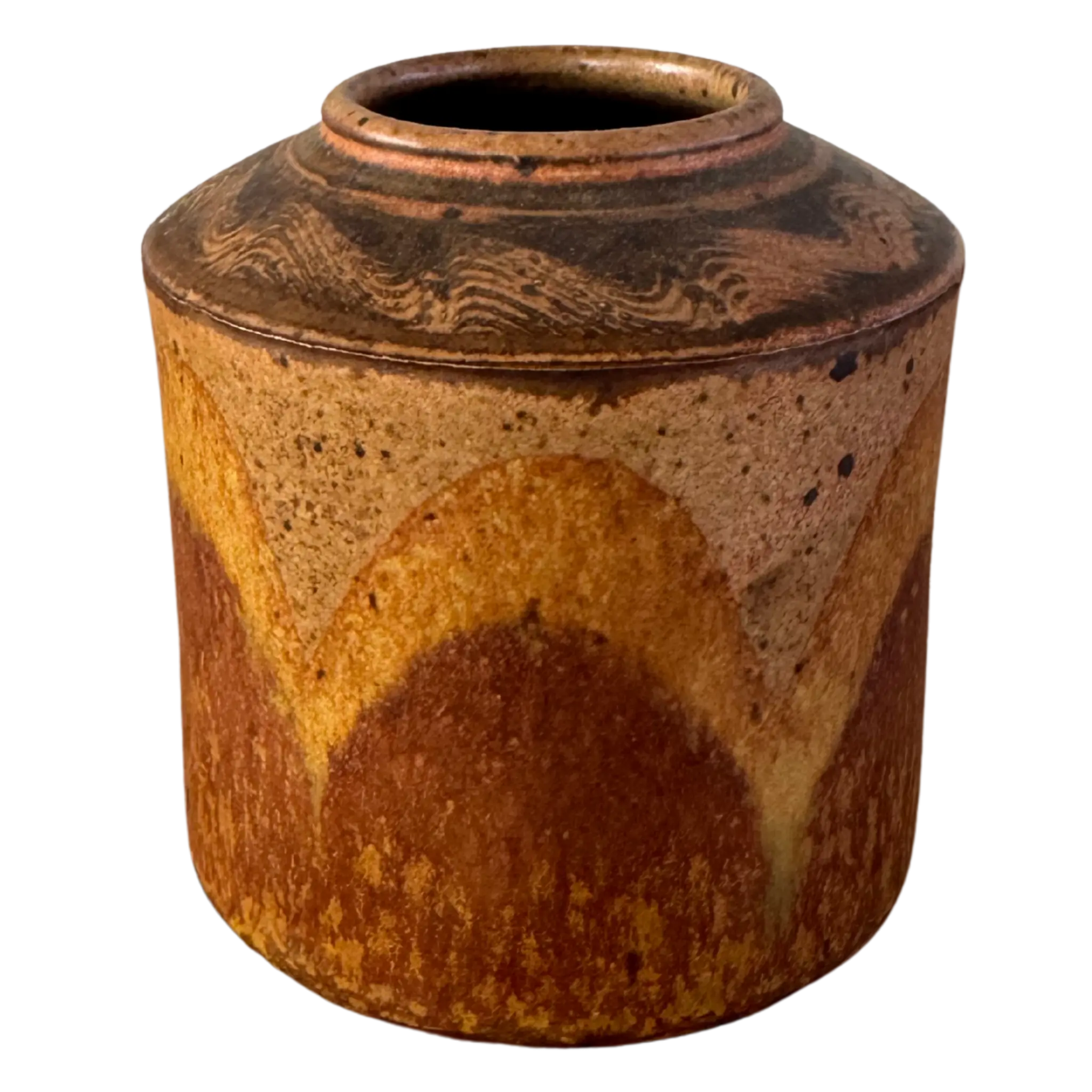 Studio Pottery Vessel with Wave Pattern Glaze