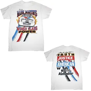 Nascar Mark Martin Signed Valvoline Vintage Unisex Short Sleeve White T-Shirt Double Side Fullsize