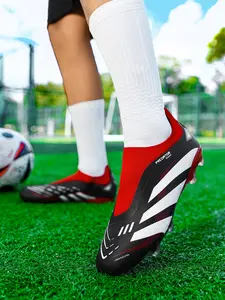 Unisex High-Top Football Training Shoes, Soccer Cleats, Textile Upper, Comfortable Lining, Non-Slip Sole, Sporty Style, All Season Use