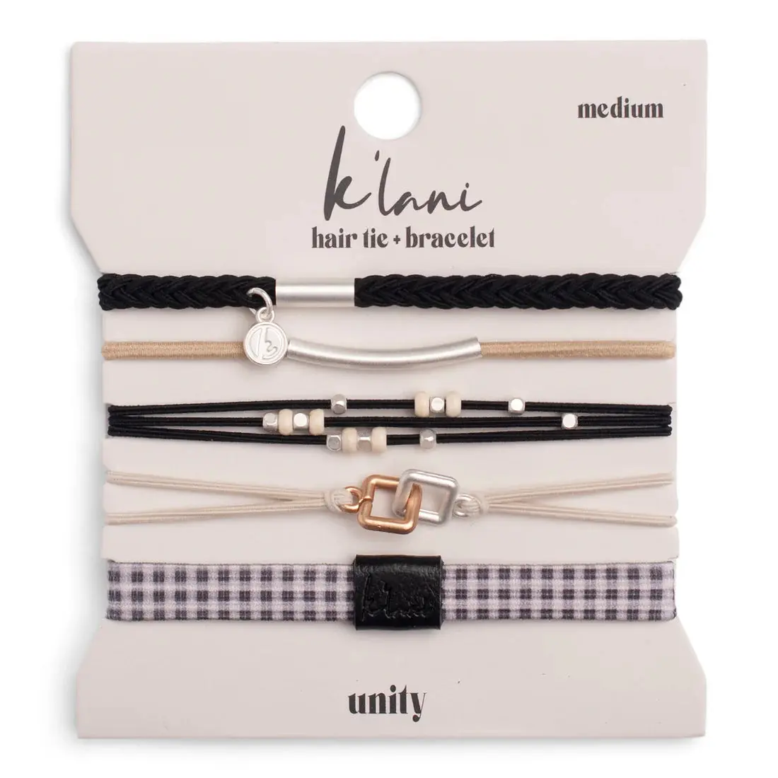 "Unity" Black with Silver Hair Tie Bracelets