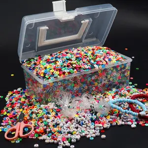 5000pcs/15000pcs Soft Clay Beads Bracelet Beading Making Set, Friendship Bracelet Kit, Flat Beads for Jewelry DIY Handmade Gifts