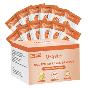 Nail Polish Remover Pads, Big Size 60Pcs Quick Nail Polish Remover Wipes, Non Acetone Pads Professional Individually Wrapped Wet Wipes for Home Professional Salon Supplies