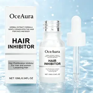OceAura Hair Growth Inhibitor Serum - Natural Hair Removal Support for Face & Body - Post-Shave & Waxing Management for Smooth Skin - Herbal Extract Formula for Sensitive Skin & Bikini Area - 0.34 fl oz