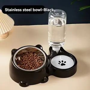 Automatic Pet Feeder and Water Dispenser, Stainless Steel & Plastic, Anti-Slip Design, No Battery Required, Ideal for Cats & Small Dogs