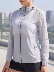 Women's UV Protection Light Coat, Summer Travel Jacket, Sheer Zip Up Hoodie, Casual Sun Coat, Beach Cover Up Shirt, Thin White Jacket.