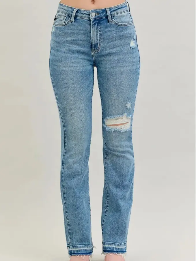 Judy Blue Destroy & Release Hem Bootcut Jeans (PRE-ORDER ITEM)