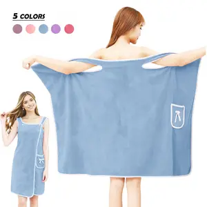 Wearable Bath Towel for Women - Towel Wrap with Straps, Off Shoulder Terry Robe for Beach, Shower, Spa, Pool & Lounge