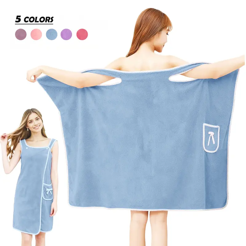 Women's Soft Terry Coral Fleece Sleeveless Off-Shoulder Wrap Maxi Dress Bathrobe - Casual Loose Full-Length Winter Spa Loungewear Nightgown (Sports Towel Accessory)