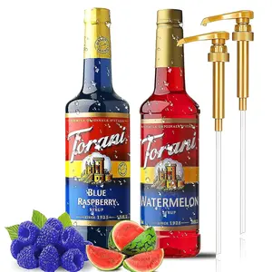 Torani Coffee & Tea Syrup Variety Pack - Watermelon and Blue Raspberry Syrup for Coffee with 2 Jimoco Syrup Pump Dispenser