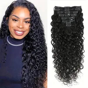 New Arrived 8pcs/Set 18Clips Curly Clip In Hair Extensions Human Hair 18-26 Inch Water Wave Hair Extensions Clip In Human Hair for Water Curly Hair Clip