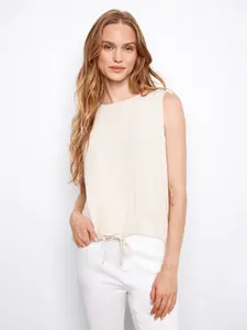 Charlie B • Sleeveless Linen Top W/ Drawcord - Natural