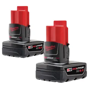 Milwaukee 12Ah 6.0Ah 48-11-2460 M12 XC6.0 High Output Battery Packs for Power Tools (2 pack)