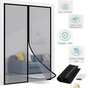 Magnetic Mesh Door Curtain, Screen Door, Self-Sealing Thickened Net Divider, Insect and Fly Barrier, Fresh Air, Pet-Friendly, Summer Kitchen, Living Room, Bedroom