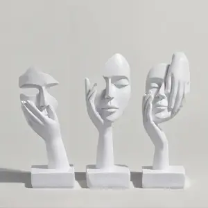 Abstract Face Design Decoration Ornament, 3 Counts Modern Desk Decoration, Room Decor, Halloween Home Decor Supplies for Living Room Bedroom Dining Room, Office Home Decor