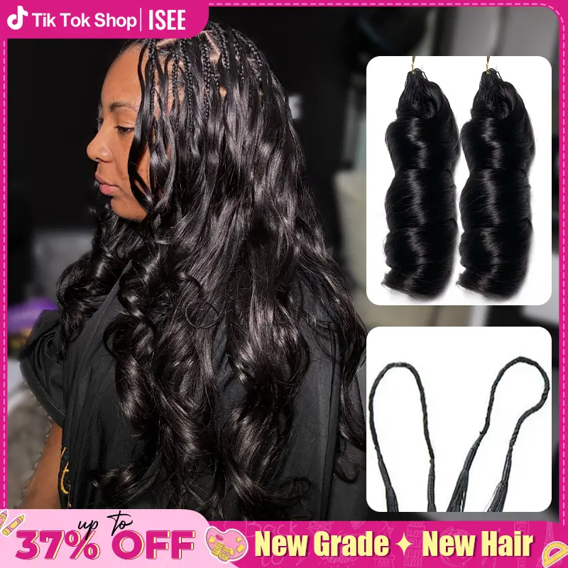 [New Arrival] ISEE HAIR French Curly Crochet Human Hair for Boho Braids with Miracle Knots Soft Waves Vacation Hair Time-Saving Install summer braids boho knotless braids #TikTokShopBackToSchool #SohoChic