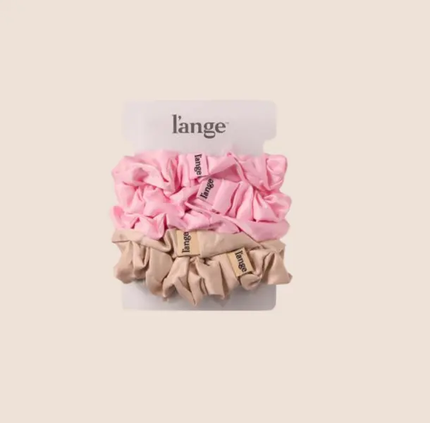 L'ANGE HAIR -  Medium Satin Scrunchies Accessory Set - 5-Piece Unisex Elastic Ponytail Ties, Soft for Frizz Reduction, Crease Prevention, Ideal for Medium to Long Lengths