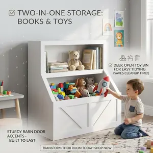 Garvee Kids Bookshelf Toy Storage Organizer With Spacious Tabletop & Anti-Tipping Device Waterproof Toddler Bookshelf 32"H Baby Bookshelf For Nursery Playroom Bedroom Hallway