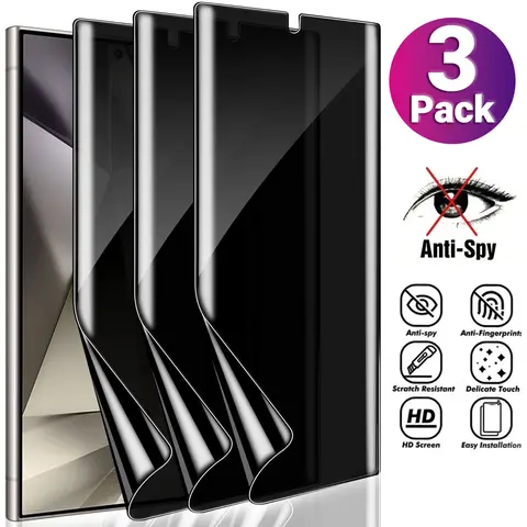 3-Pack Privacy Hydrogel Screen Protector for Samsung Galaxy S25 S24 S23 S22 S21 Ultra Plus, Anti-Spy Flexible Film [Not Glass]