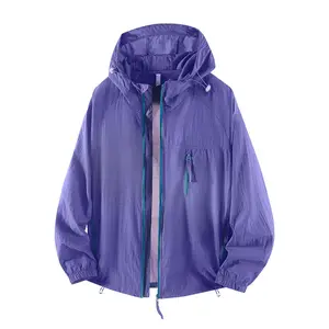 Ice silk cool hooded sun-protective jacket for men, UPF50 outdoor sports quick-drying coat in summer