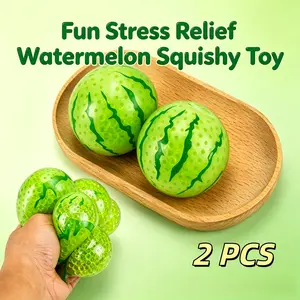 2-Pack Popcorn Watermelon Squishy Toys, Realistic Fruit Stress Relief, Creative Watermelon Release Ball, Unique Party Gift
