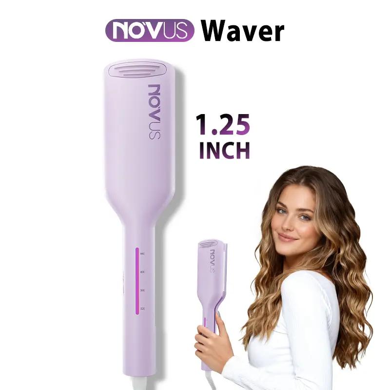 NOVUS 1.4 inch Deep Waves Ionic Hair Curler Tool With Ceramic 2 Barrel Automatic Shutoff Adjustable Heat Settings
