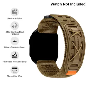 Compatible with iWatch Ultra Band for Men Women, Wide Tactical Military Nylon Rugged Soft Sport Straps for iWatch 49mm(Ultra2),46mm(Series 10),45mm(9/8/7),44mm(SE2/SE/6/5/4),42mm(3/2/1)