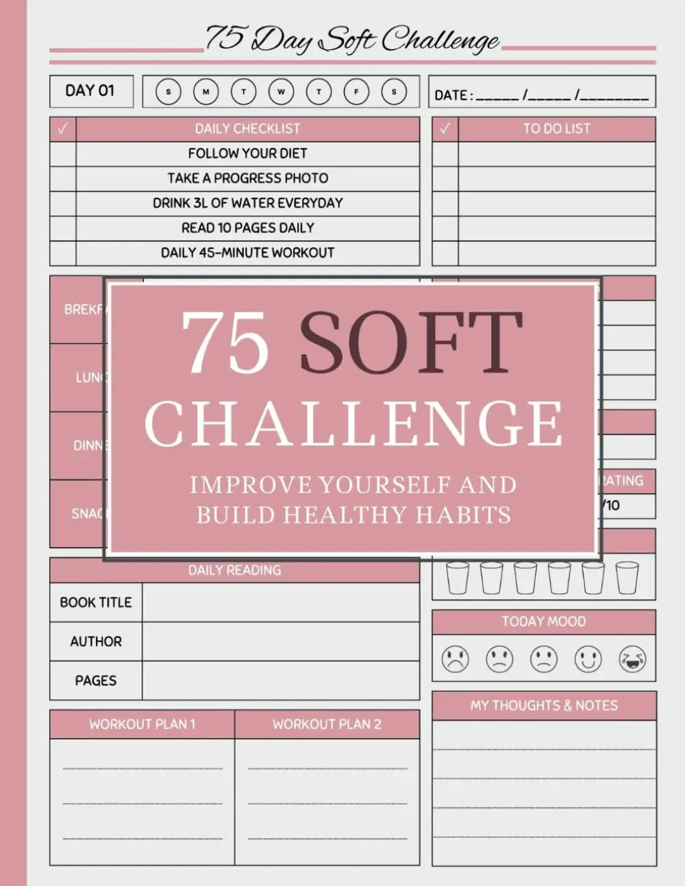 75 day soft challenge journal for women: See Your New Version In 75 Days | A Daily Progress Tracker with Rules for Your Diet Plans and Exercise