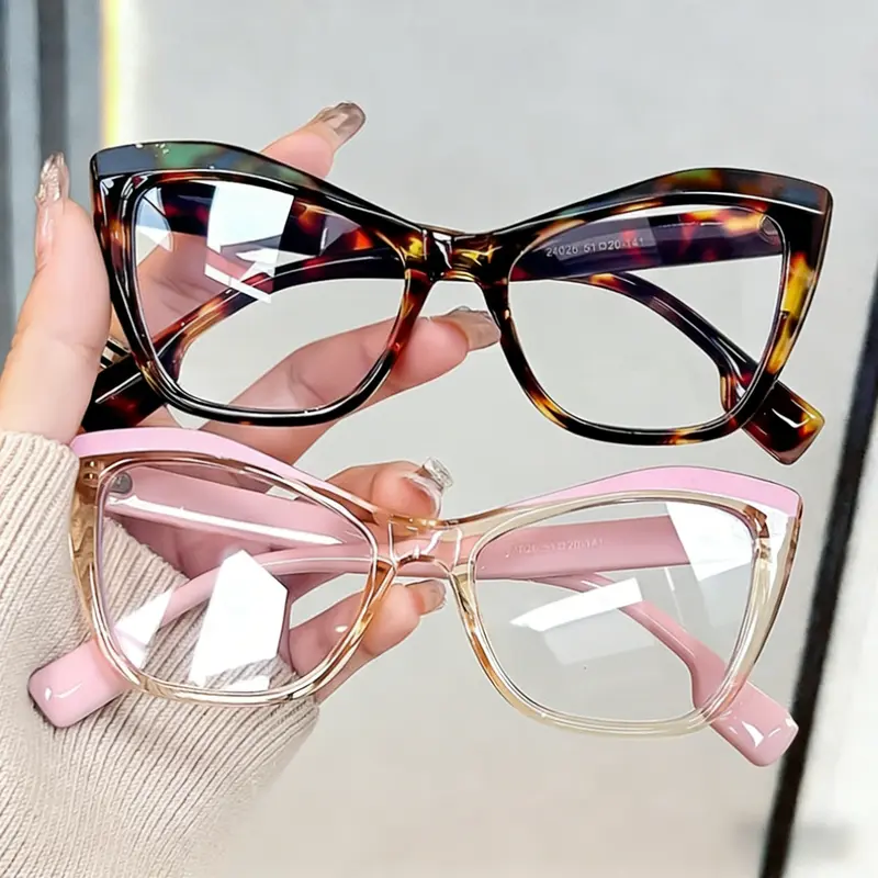 2-Pair Y2K Butterfly Cat-Eye Transparent Frame Sports Sunglasses, Anti-Blue Light, UV-Protective PC Lenses, Retro Fashionable, Versatile, Sunglasses for Women, Daily Wear with Style