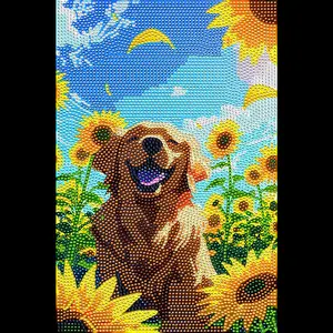 Dog Diamond painting,  Golden retriever Crystal Diamond Painting Kit, Frameless