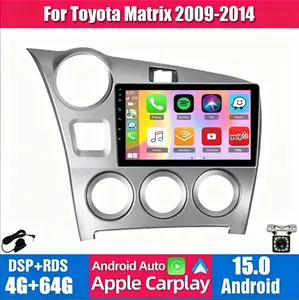 Android 15 Car Stereo for Matrix 2009-2014 with Carplay/Android Auto GPS Navigation 9in Car Radio Multimedia Player with Bluetooth Wifi FM/RDS SWC + AHD Backup Camera